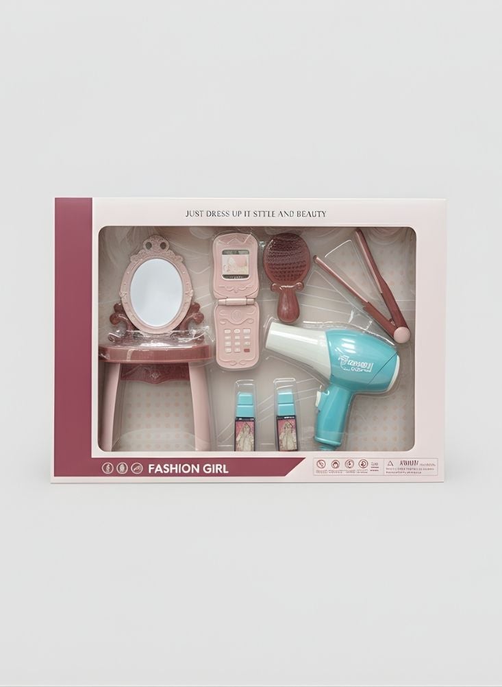 Premium Kids Pretend Beauty Salon Play Set with Toy Hair Dryer, Mirror, Comb & Styling Accessories – Role Play Grooming Toy for Toddlers and Girls - Image 3